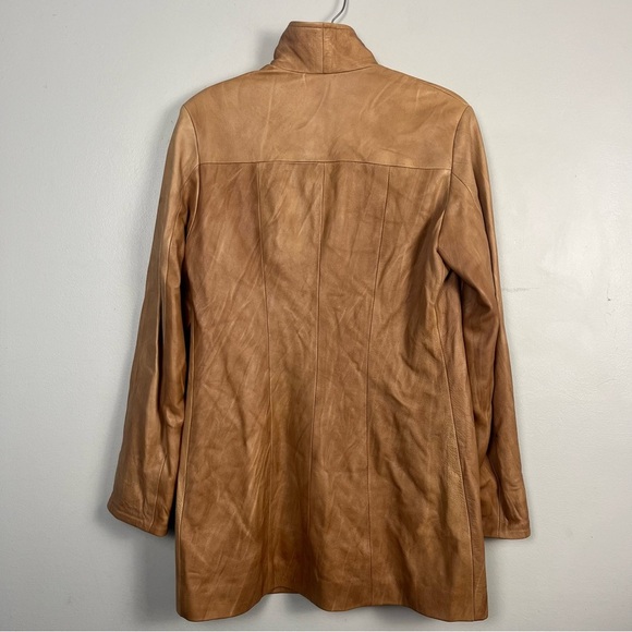 Vintage leather factory brown tan zip up coat size large - Picture 8 of 10
